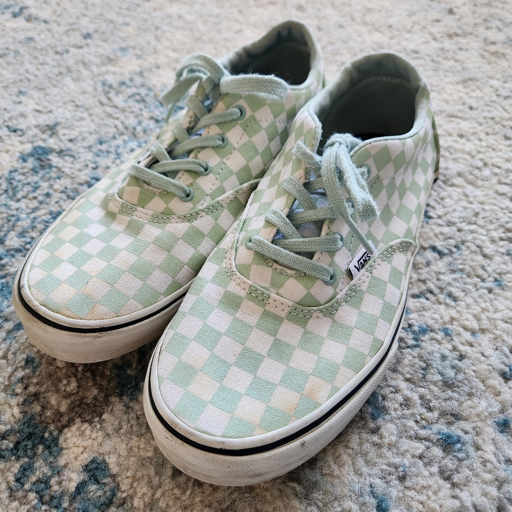 Glitter Mint Checkered Authentic Shoe Vans 💖✨️